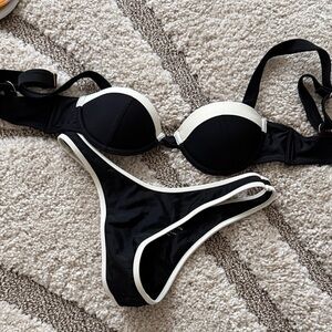 Black and White Women's Bikini Set